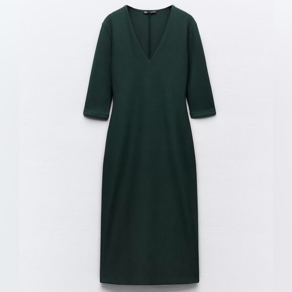 Zara Deep Green Long Sleeve Dress